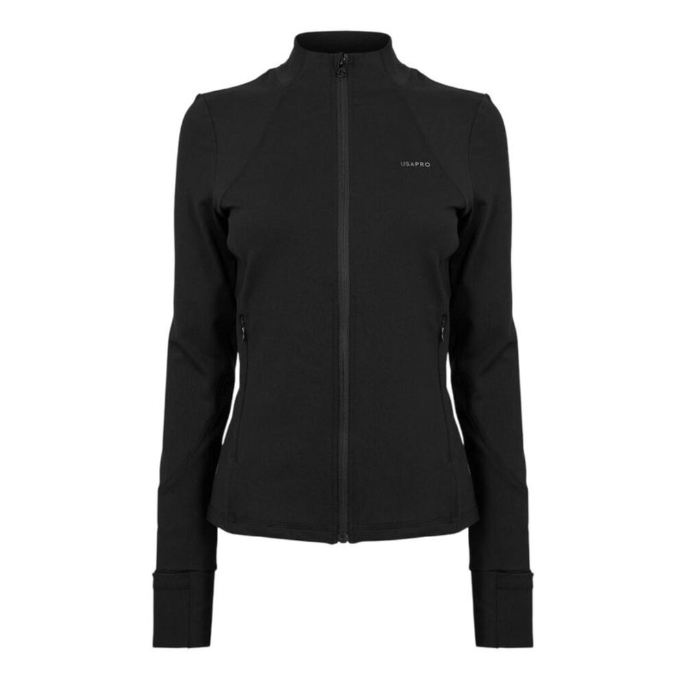USA Pro Womens/Ladies Core Fitness Track Top / Black
